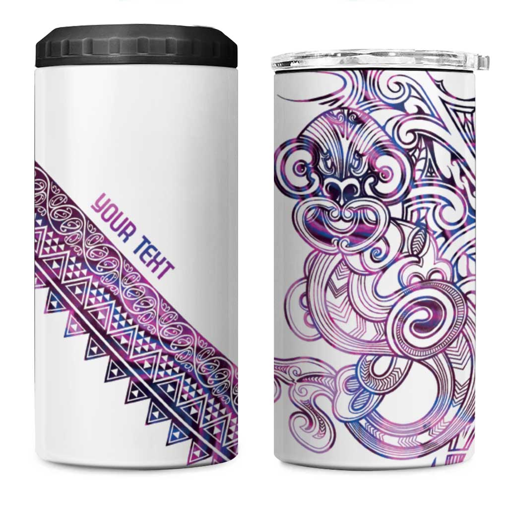 Mawhero Paua shell Kowhaiwhai Taniko Personalised 4 in 1 Can Cooler Tumbler Taniwha Maori Tribal Style