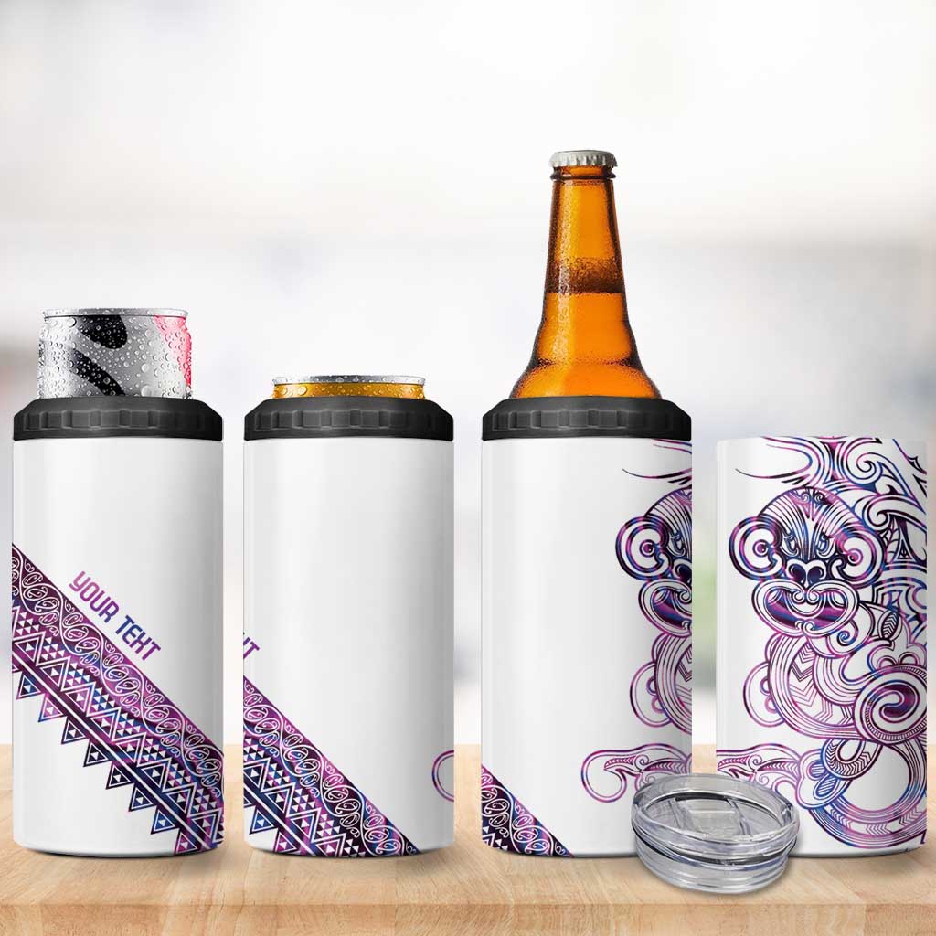 Mawhero Paua shell Kowhaiwhai Taniko Personalised 4 in 1 Can Cooler Tumbler Taniwha Maori Tribal Style