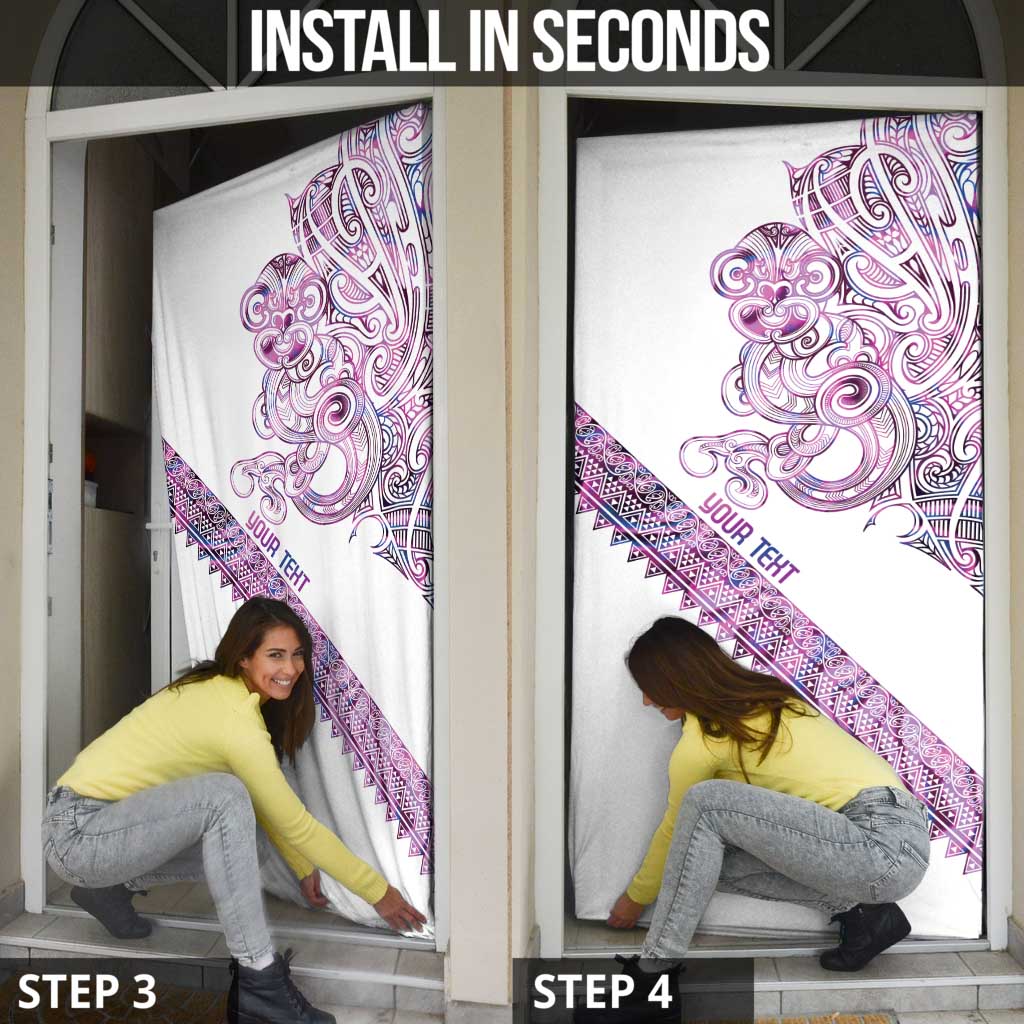 Mawhero Paua shell Kowhaiwhai Taniko Personalised Door Cover Taniwha Maori Tribal Style