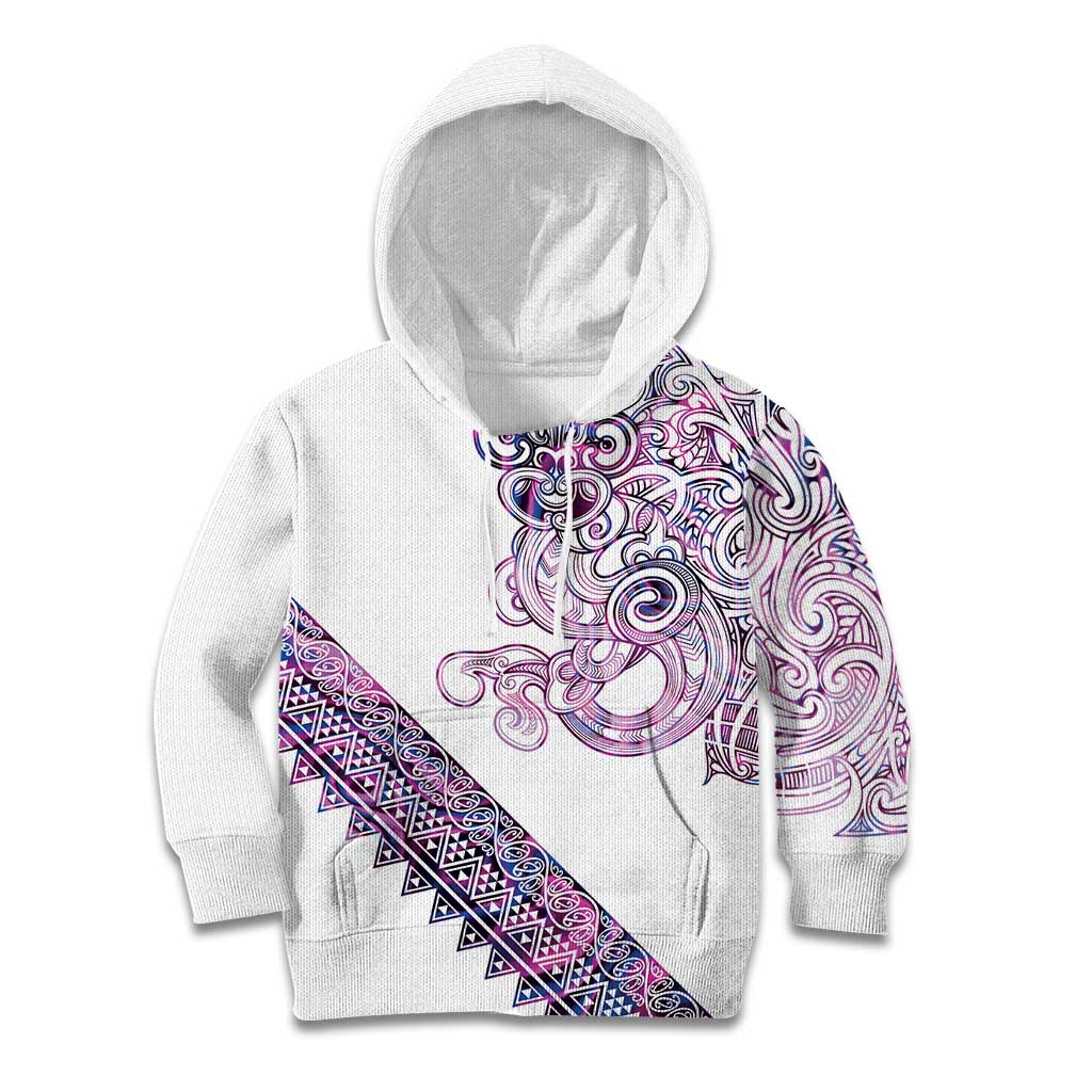 Mawhero Paua shell Kowhaiwhai Taniko Personalised Kid Hoodie Taniwha Maori Tribal Style LT9 Hoodie Pink - Polynesian Pride