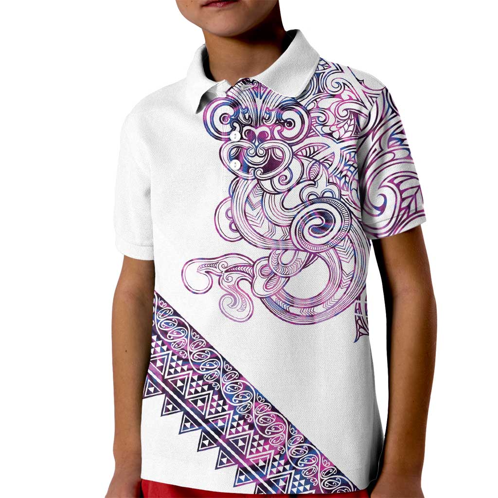Mawhero Paua shell Kowhaiwhai Taniko Personalised Kid Polo Shirt Taniwha Maori Tribal Style LT9 Kid Pink - Polynesian Pride