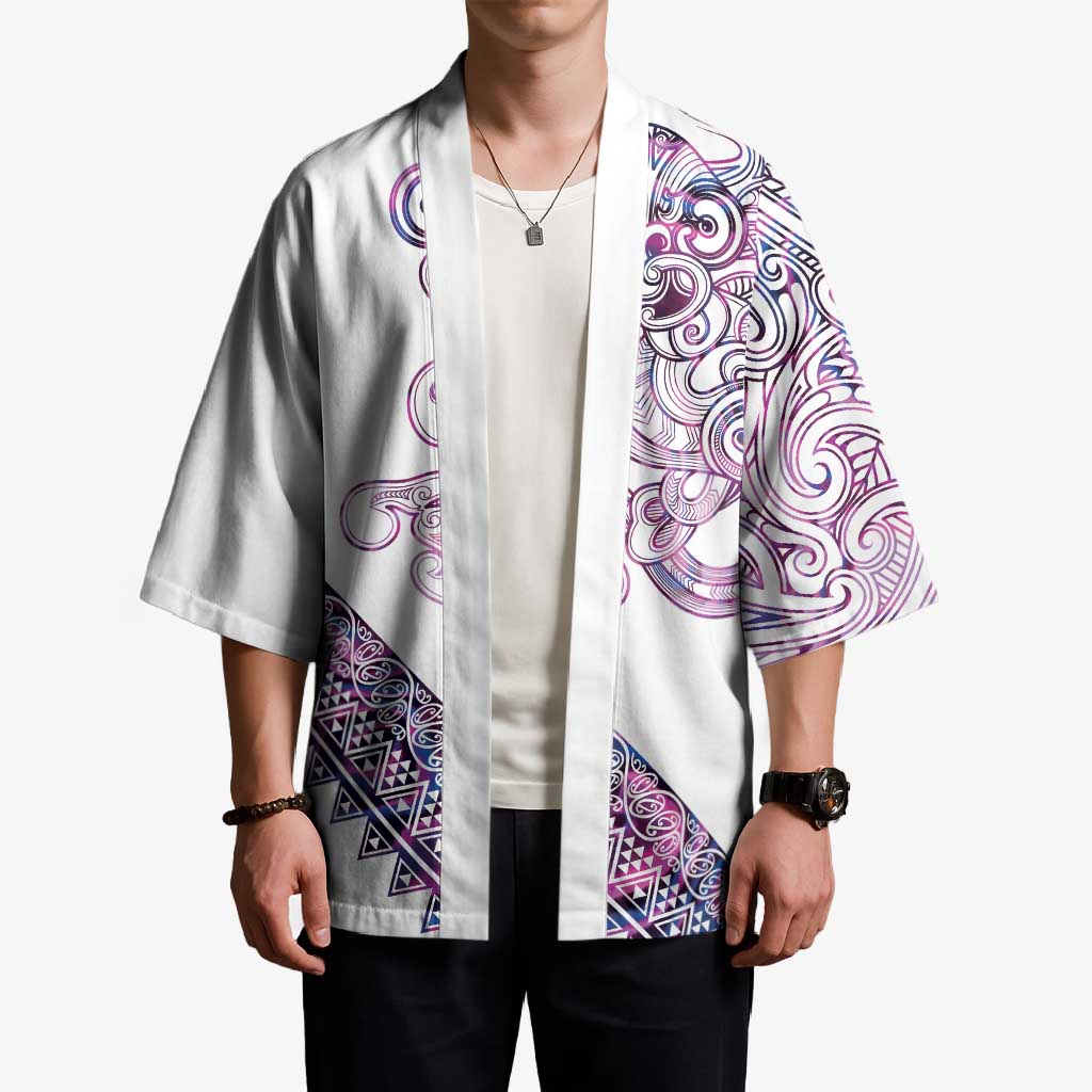 Mawhero Paua shell Kowhaiwhai Taniko Personalised Kimono Taniwha Maori Tribal Style