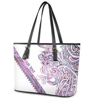 Mawhero Paua shell Kowhaiwhai Taniko Personalised Leather Tote Bag Taniwha Maori Tribal Style