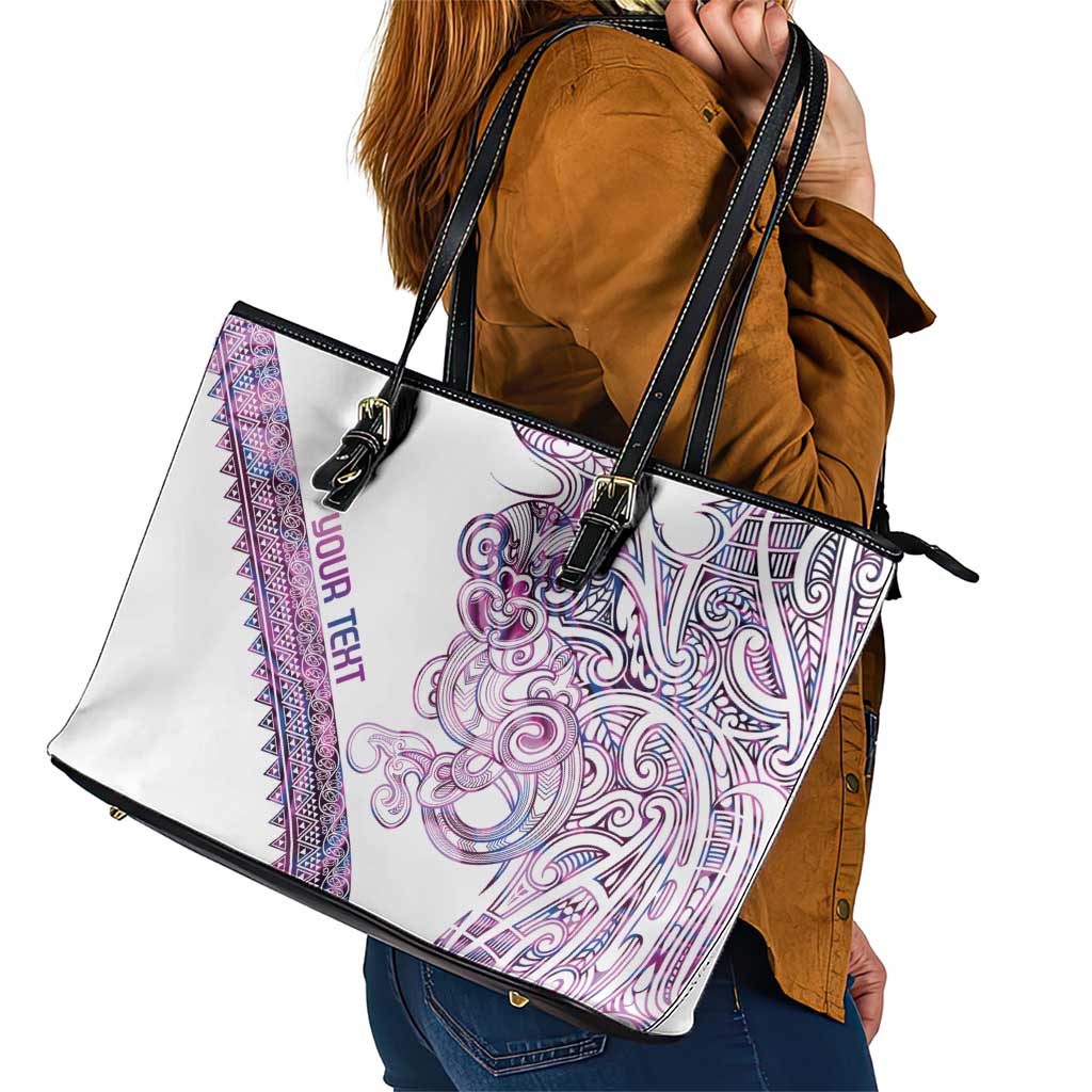 Mawhero Paua shell Kowhaiwhai Taniko Personalised Leather Tote Bag Taniwha Maori Tribal Style