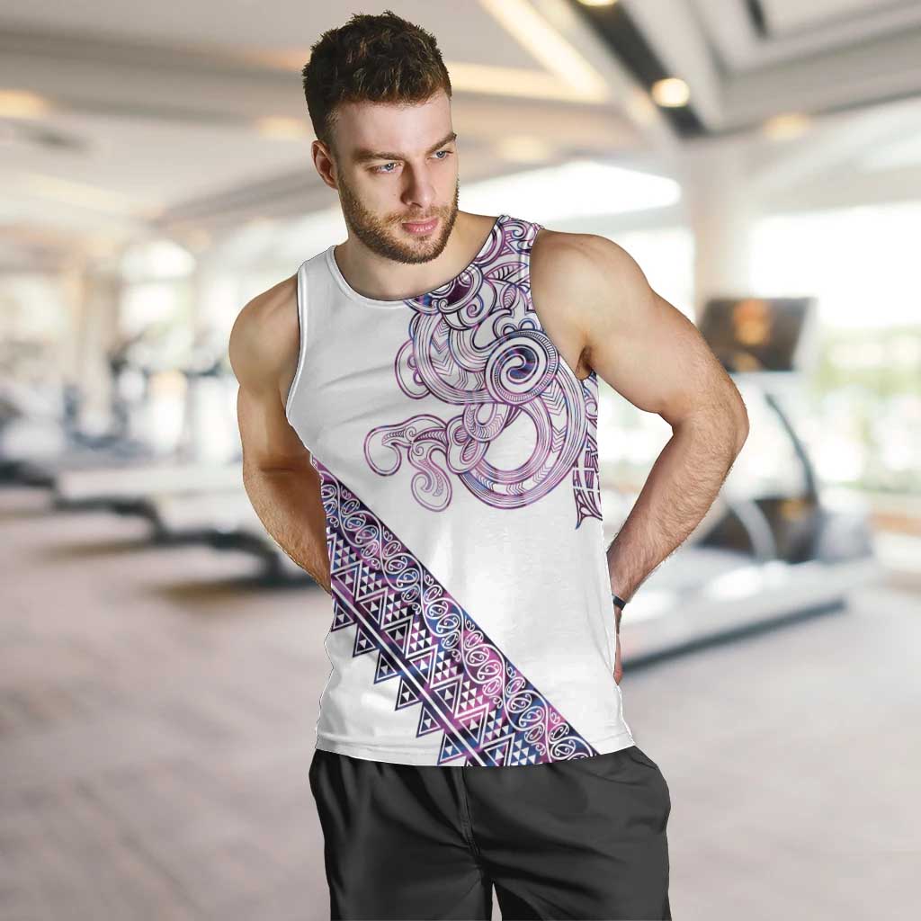 Mawhero Paua shell Kowhaiwhai Taniko Personalised Men Tank Top Taniwha Maori Tribal Style