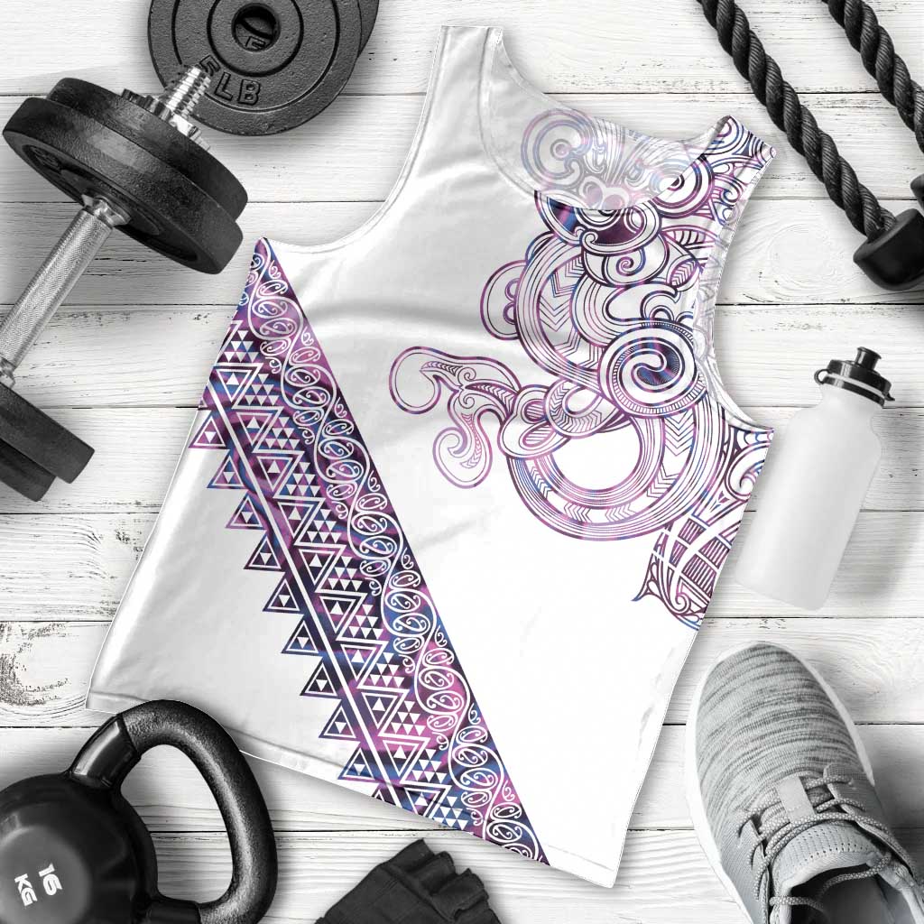Mawhero Paua shell Kowhaiwhai Taniko Personalised Men Tank Top Taniwha Maori Tribal Style