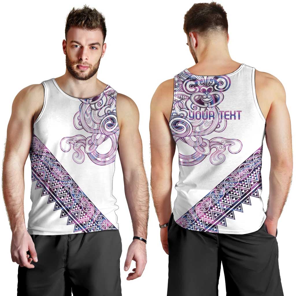 Mawhero Paua shell Kowhaiwhai Taniko Personalised Men Tank Top Taniwha Maori Tribal Style