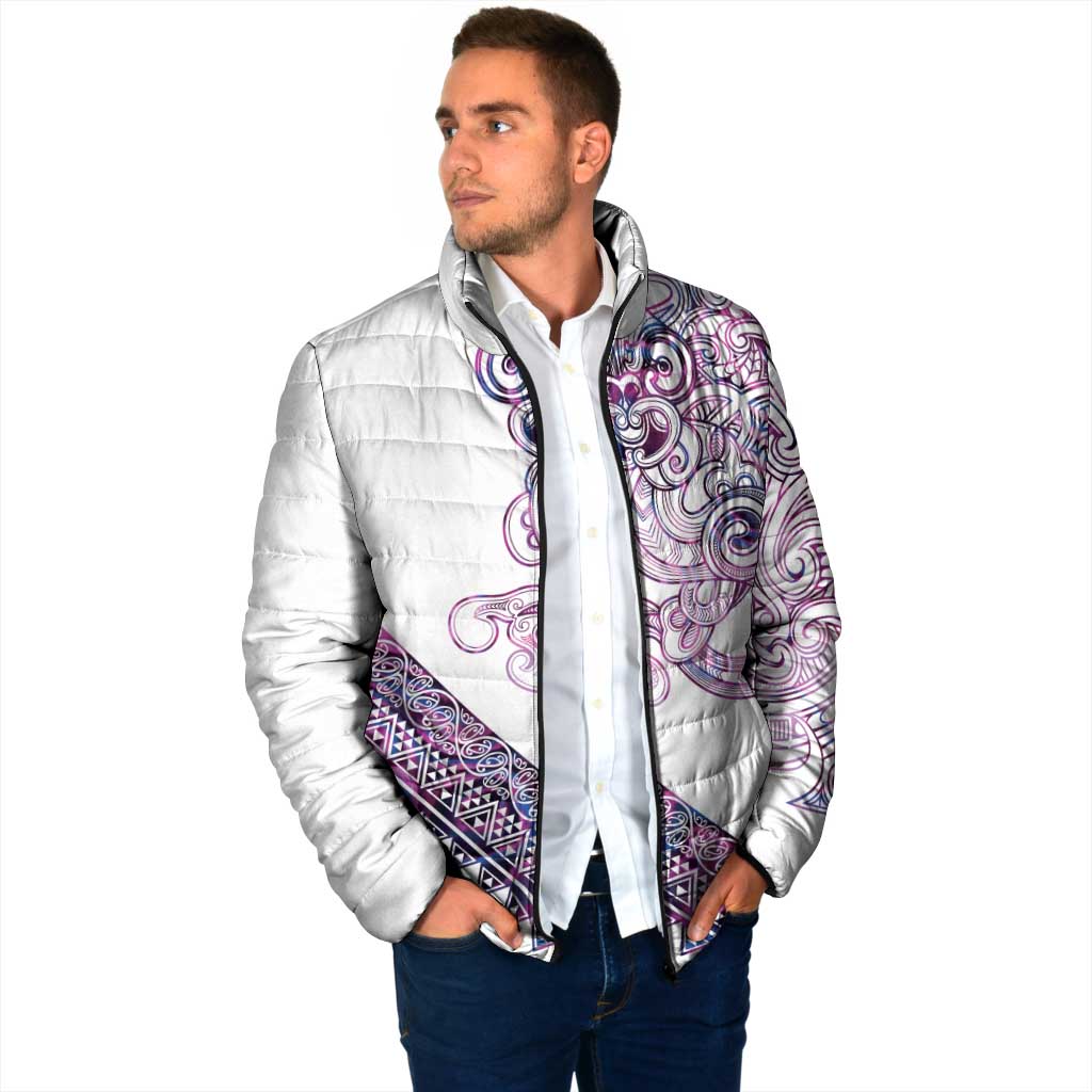 Mawhero Paua shell Kowhaiwhai Taniko Personalised Padded Jacket Taniwha Maori Tribal Style