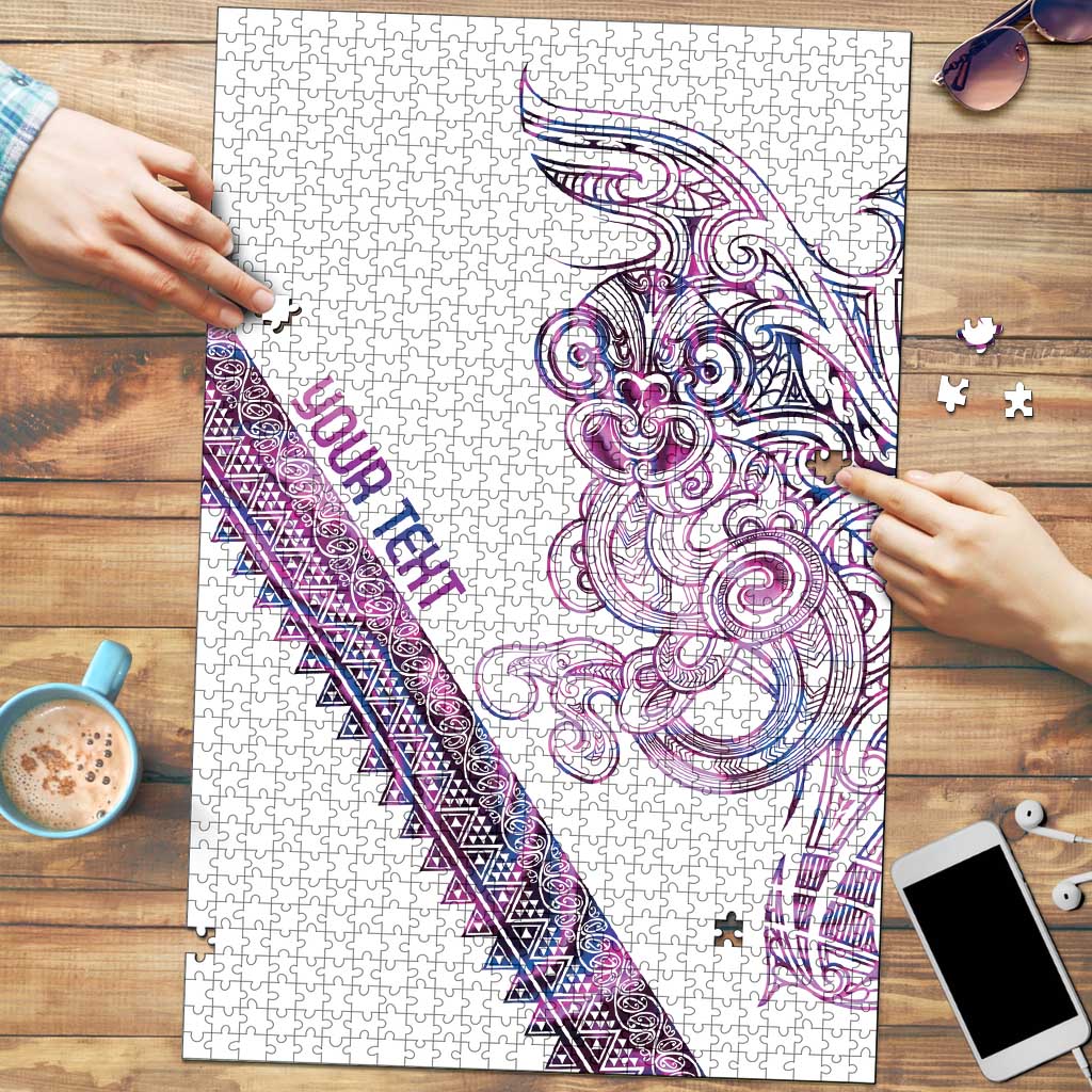 Mawhero Paua shell Kowhaiwhai Taniko Personalised Puzzle Taniwha Maori Tribal Style LT9 Pink - Polynesian Pride