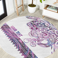 Mawhero Paua shell Kowhaiwhai Taniko Personalised Round Carpet Taniwha Maori Tribal Style LT9 Pink - Polynesian Pride