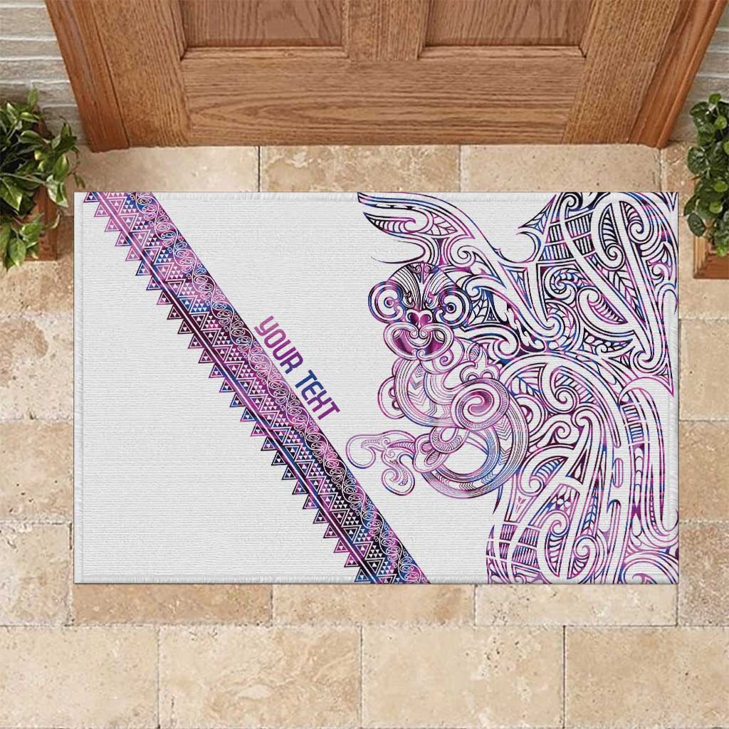Mawhero Paua shell Kowhaiwhai Taniko Personalised Rubber Doormat Taniwha Maori Tribal Style LT9 Pink - Polynesian Pride