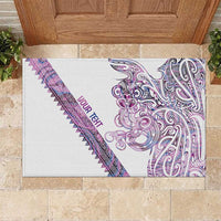 Mawhero Paua shell Kowhaiwhai Taniko Personalised Rubber Doormat Taniwha Maori Tribal Style LT9 Pink - Polynesian Pride