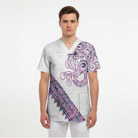 Mawhero Paua shell Kowhaiwhai Taniko Personalised Scrub Top Taniwha Maori Tribal Style