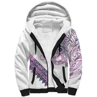 Mawhero Paua shell Kowhaiwhai Taniko Personalised Sherpa Hoodie Taniwha Maori Tribal Style