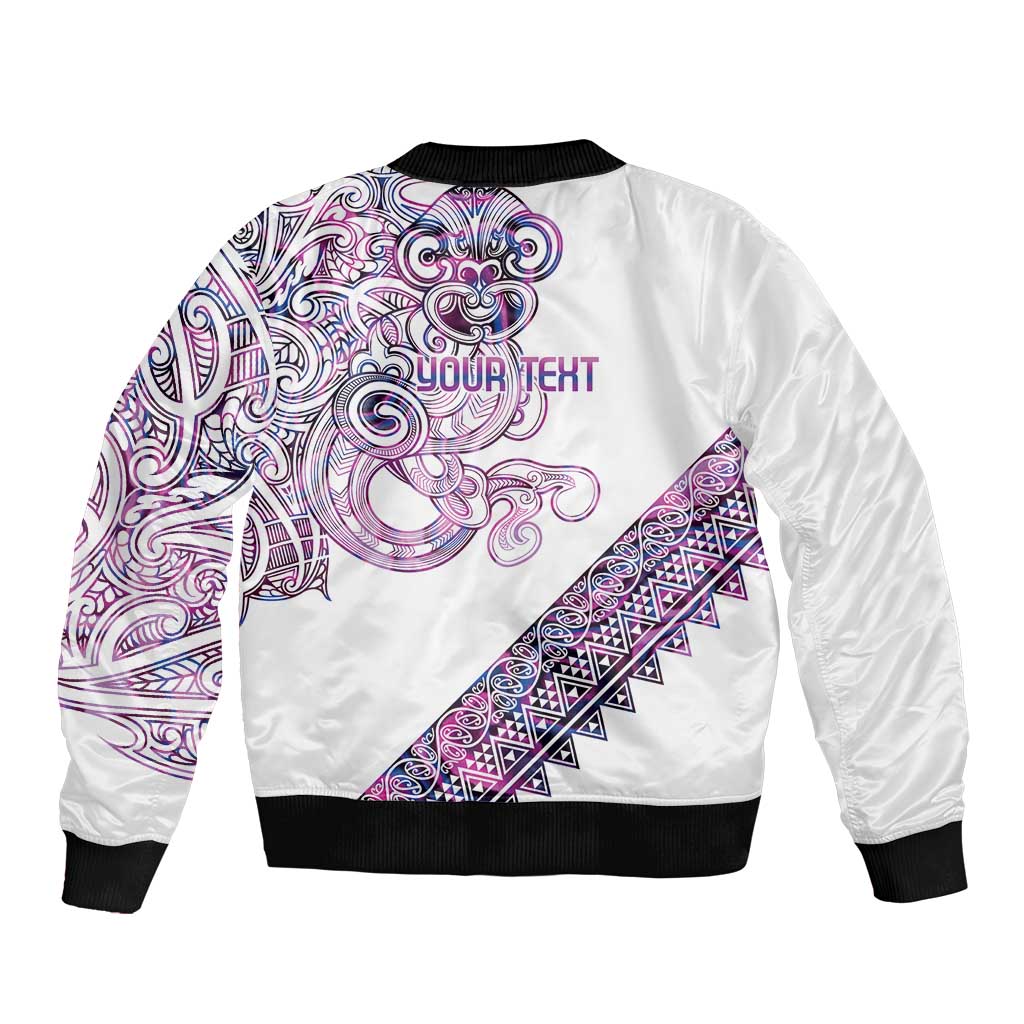 Mawhero Paua shell Kowhaiwhai Taniko Personalised Sleeve Zip Bomber Jacket Taniwha Maori Tribal Style LT9 - Polynesian Pride