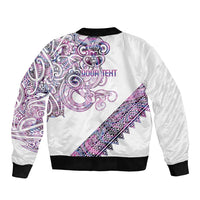 Mawhero Paua shell Kowhaiwhai Taniko Personalised Sleeve Zip Bomber Jacket Taniwha Maori Tribal Style LT9 - Polynesian Pride