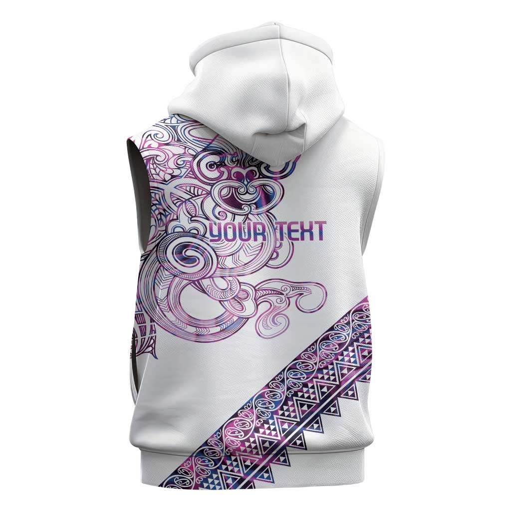 Mawhero Paua shell Kowhaiwhai Taniko Personalised Sleeveless Hoodie Taniwha Maori Tribal Style LT9 - Polynesian Pride