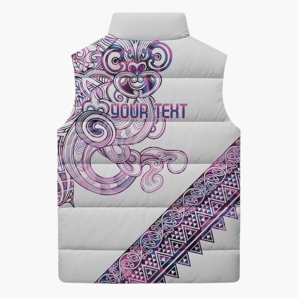 Mawhero Paua shell Kowhaiwhai Taniko Personalised Sleeveless Puffer Jacket Taniwha Maori Tribal Style LT9 - Polynesian Pride