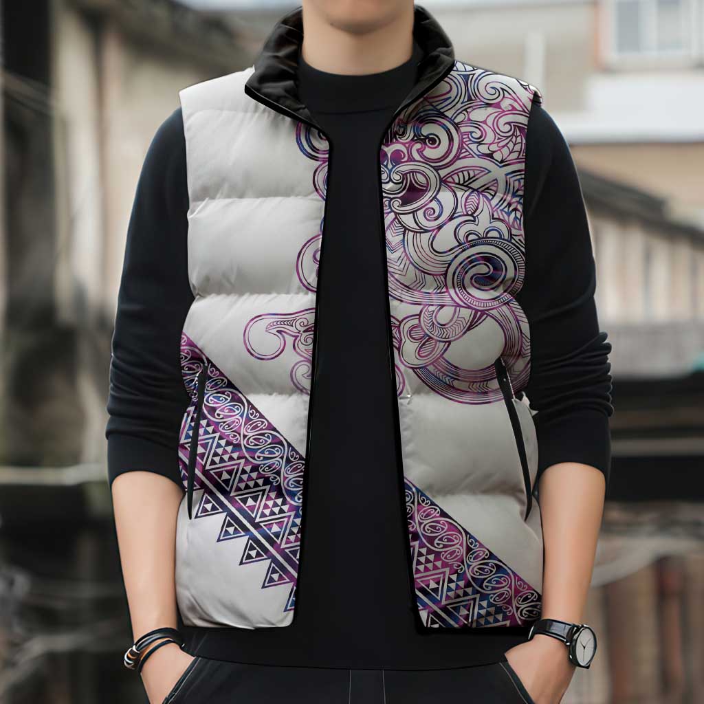 Mawhero Paua shell Kowhaiwhai Taniko Personalised Sleeveless Puffer Jacket Taniwha Maori Tribal Style LT9 - Polynesian Pride
