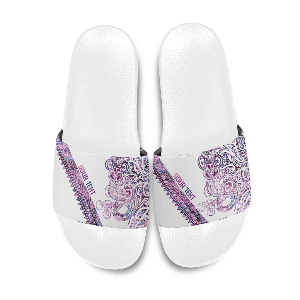 Mawhero Paua shell Kowhaiwhai Taniko Personalised Slide Sandals Taniwha Maori Tribal Style LT9 Pink - Polynesian Pride