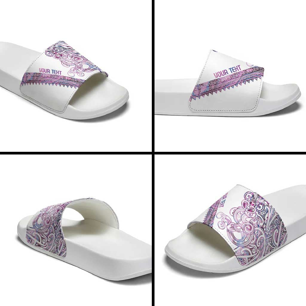 Mawhero Paua shell Kowhaiwhai Taniko Personalised Slide Sandals Taniwha Maori Tribal Style LT9 - Polynesian Pride