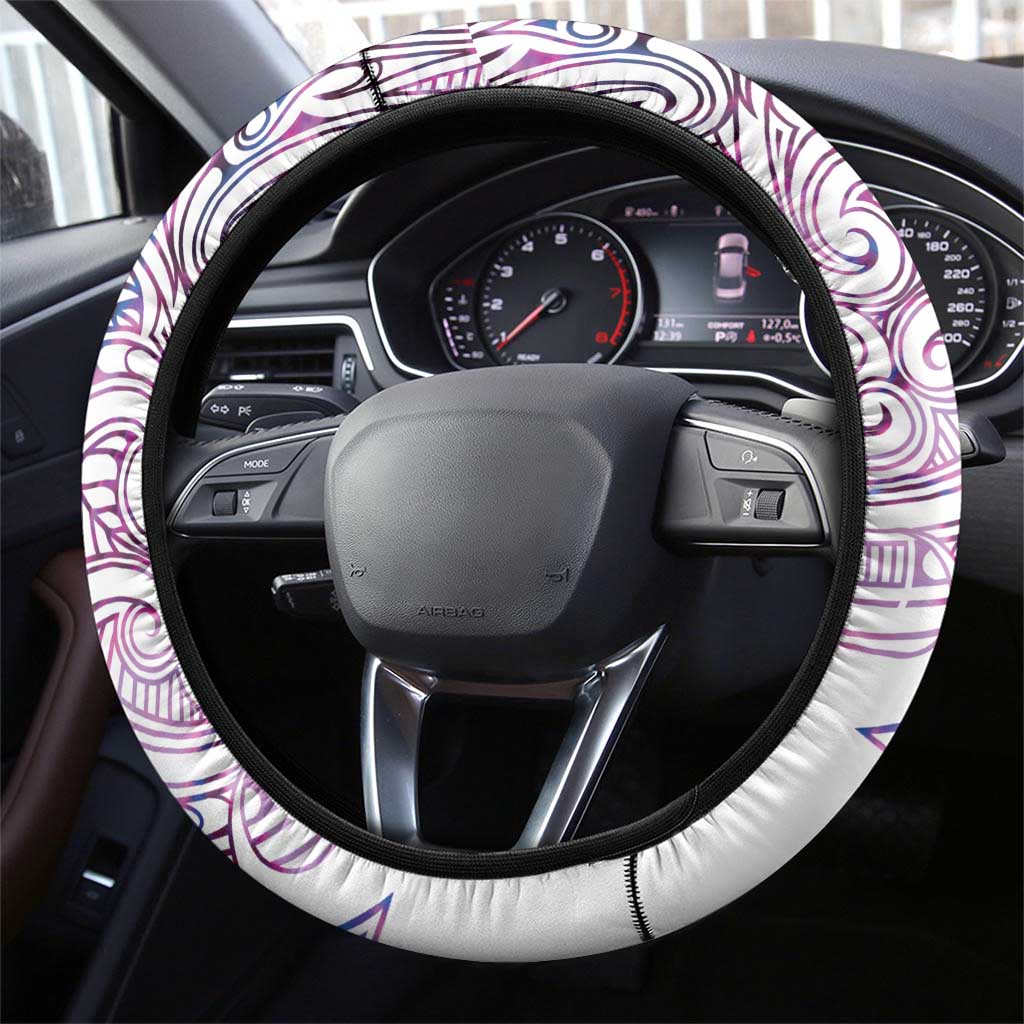Mawhero Paua shell Kowhaiwhai Taniko Steering Wheel Cover Taniwha Maori Tribal Style LT9 - Polynesian Pride