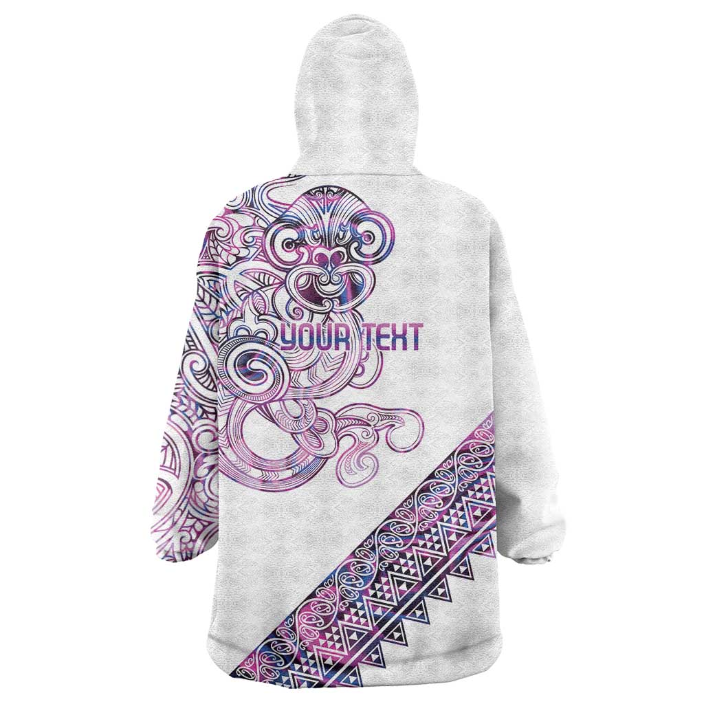 Mawhero Paua shell Kowhaiwhai Taniko Personalised Wearable Blanket Hoodie Taniwha Maori Tribal Style
