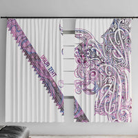 Mawhero Paua shell Kowhaiwhai Taniko Personalised Window Curtain Taniwha Maori Tribal Style LT9 With Hooks Pink - Polynesian Pride