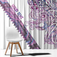 Mawhero Paua shell Kowhaiwhai Taniko Personalised Window Curtain Taniwha Maori Tribal Style LT9 - Polynesian Pride