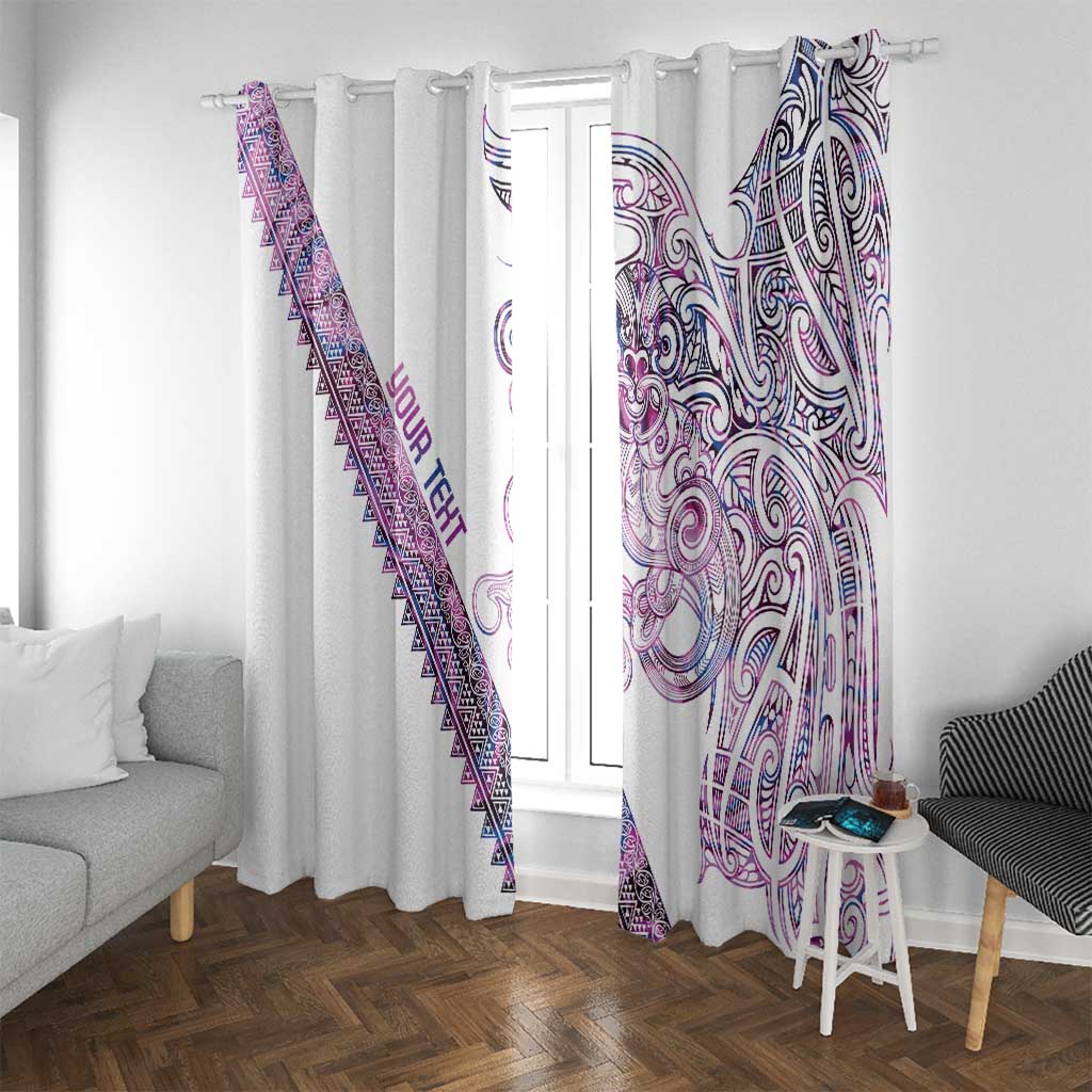 Mawhero Paua shell Kowhaiwhai Taniko Personalised Window Curtain Taniwha Maori Tribal Style LT9 With Grommets Pink - Polynesian Pride