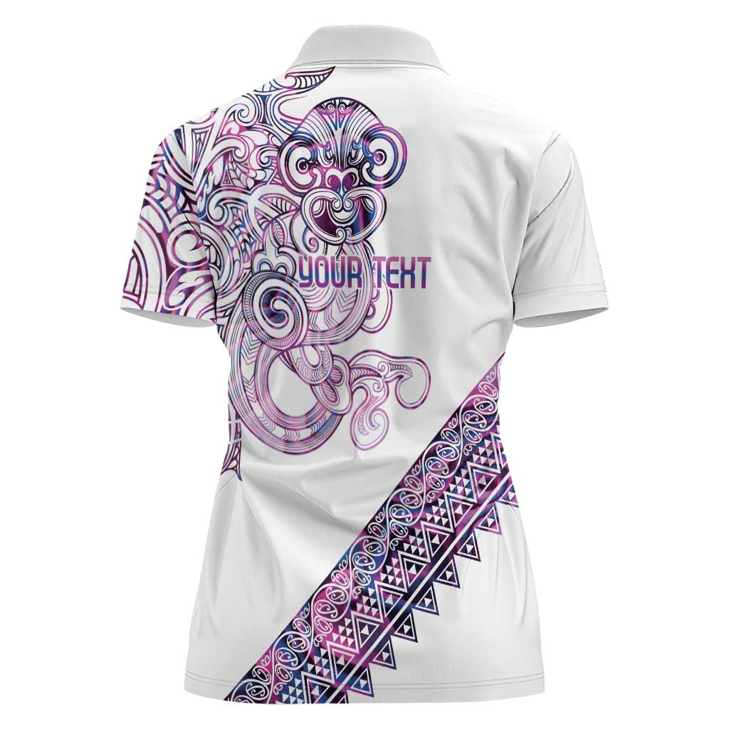 Mawhero Paua shell Kowhaiwhai Taniko Personalised Women Polo Shirt Taniwha Maori Tribal Style