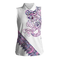 Mawhero Paua shell Kowhaiwhai Taniko Personalised Women Sleeveless Polo Shirt Taniwha Maori Tribal Style