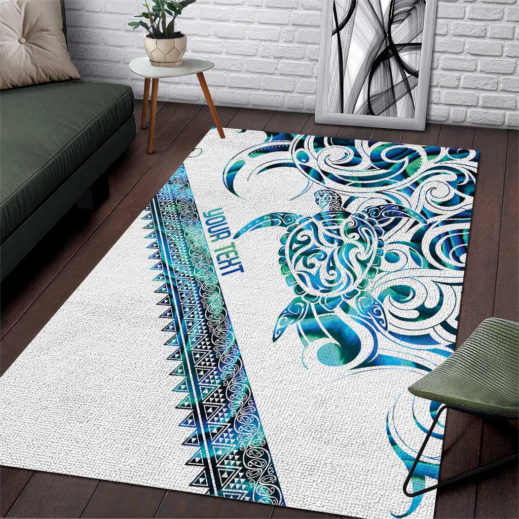 Kahui Whetu Paua shell Kowhaiwhai Taniko Personalised Area Rug Turtle Tattoo Maori Tribal Style LT9 Blue - Polynesian Pride