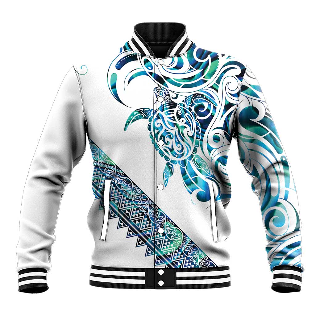 Kahui Whetu Paua shell Kowhaiwhai Taniko Personalised Baseball Jacket Turtle Tattoo Maori Tribal Style LT9 Unisex Blue - Polynesian Pride