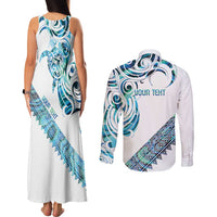 Kahui Whetu Paua shell Kowhaiwhai Taniko Personalised Couples Matching Tank Maxi Dress and Long Sleeve Button Shirt Turtle Tattoo Maori Tribal Style