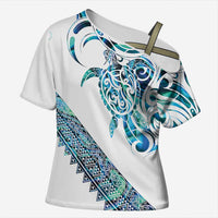 Kahui Whetu Paua shell Kowhaiwhai Taniko Personalised Cross Shoulder Shirt Turtle Tattoo Maori Tribal Style