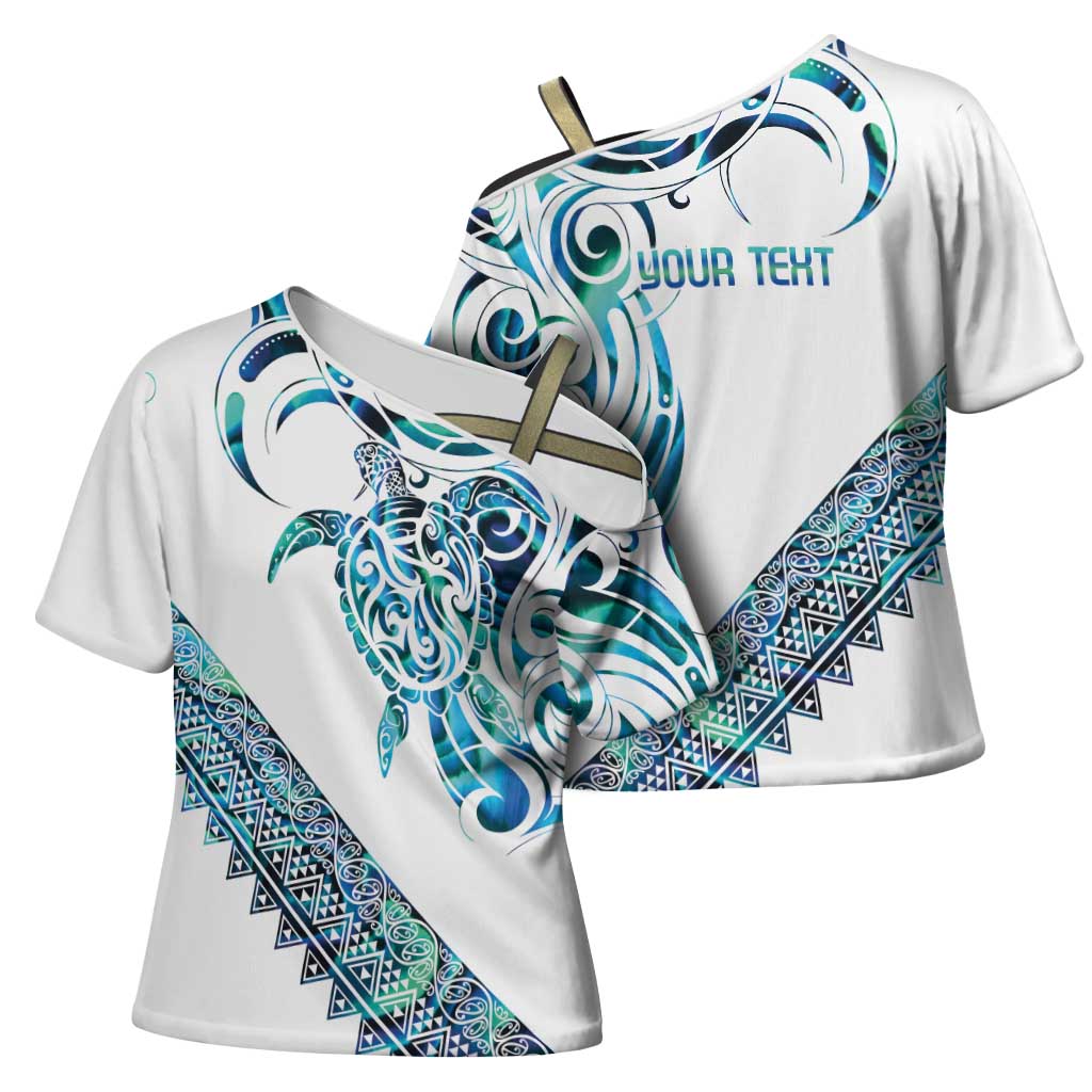 Kahui Whetu Paua shell Kowhaiwhai Taniko Personalised Cross Shoulder Shirt Turtle Tattoo Maori Tribal Style