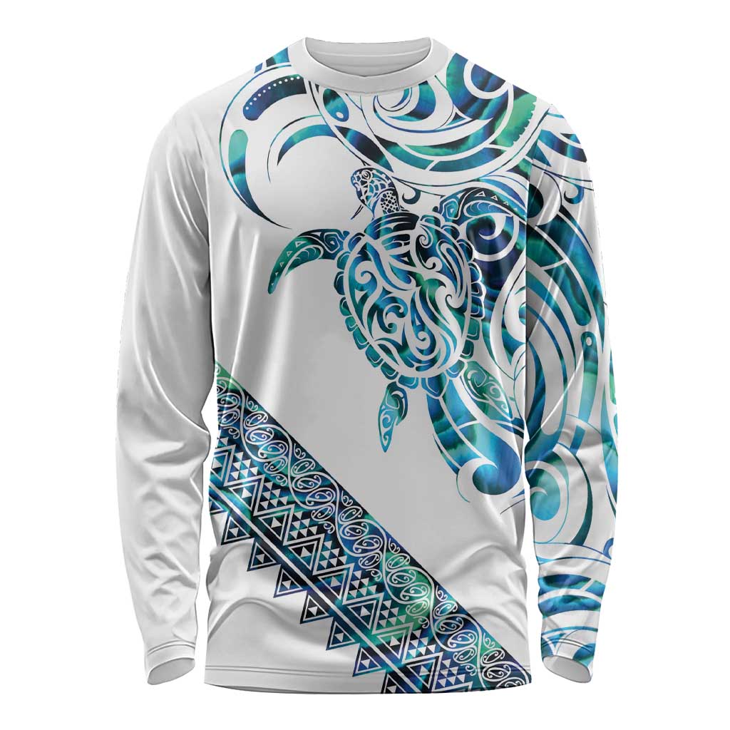 Kahui Whetu Paua shell Kowhaiwhai Taniko Personalised Long Sleeve Shirt Turtle Tattoo Maori Tribal Style LT9 Unisex Blue - Polynesian Pride