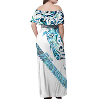 Kahui Whetu Paua shell Kowhaiwhai Taniko Personalised Off Shoulder Maxi Dress Turtle Tattoo Maori Tribal Style LT9 - Polynesian Pride