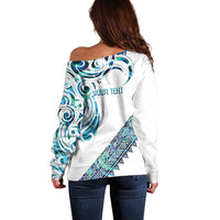 Kahui Whetu Paua shell Kowhaiwhai Taniko Personalised Off Shoulder Sweater Turtle Tattoo Maori Tribal Style LT9 - Polynesian Pride