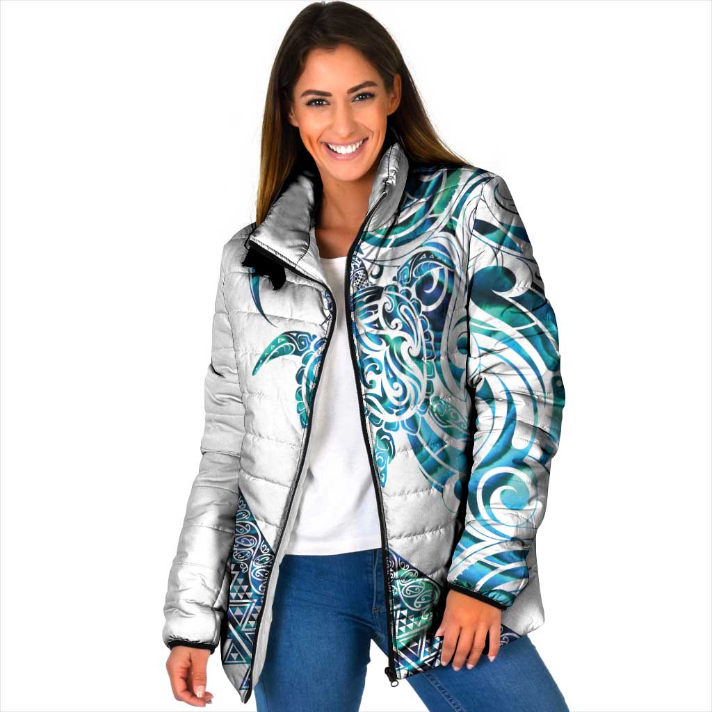 Kahui Whetu Paua shell Kowhaiwhai Taniko Personalised Padded Jacket Turtle Tattoo Maori Tribal Style