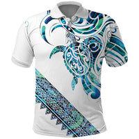 Kahui Whetu Paua shell Kowhaiwhai Taniko Personalised Polo Shirt Turtle Tattoo Maori Tribal Style LT9 Blue - Polynesian Pride