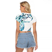 Kahui Whetu Paua shell Kowhaiwhai Taniko Personalised Raglan Cropped T Shirt Turtle Tattoo Maori Tribal Style LT9 - Polynesian Pride