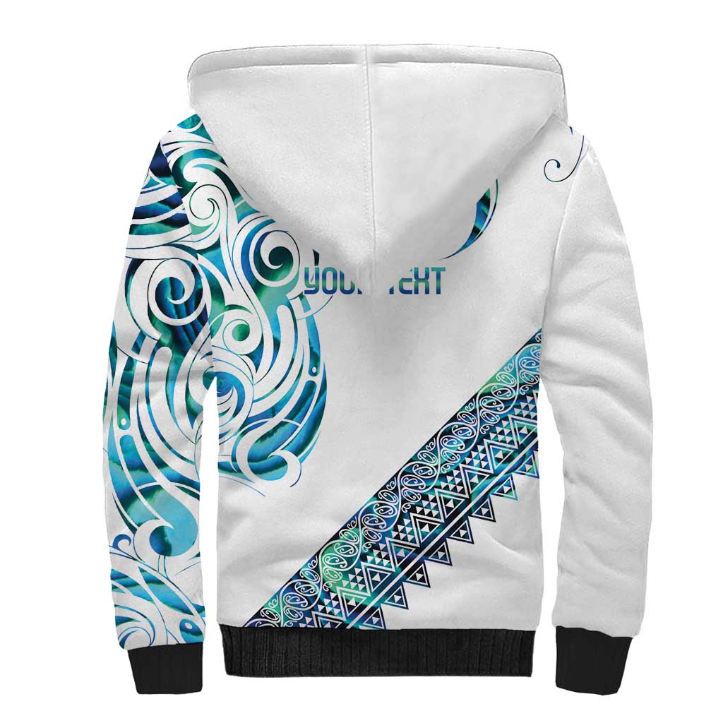 Kahui Whetu Paua shell Kowhaiwhai Taniko Personalised Sherpa Hoodie Turtle Tattoo Maori Tribal Style LT9 - Polynesian Pride