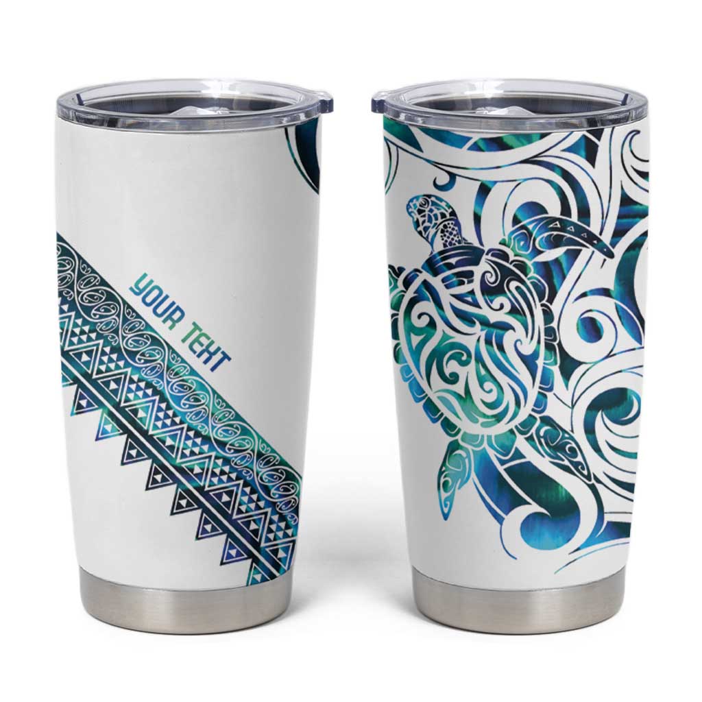 Kahui Whetu Paua shell Kowhaiwhai Taniko Personalised Tumbler Cup Turtle Tattoo Maori Tribal Style LT9 Blue - Polynesian Pride