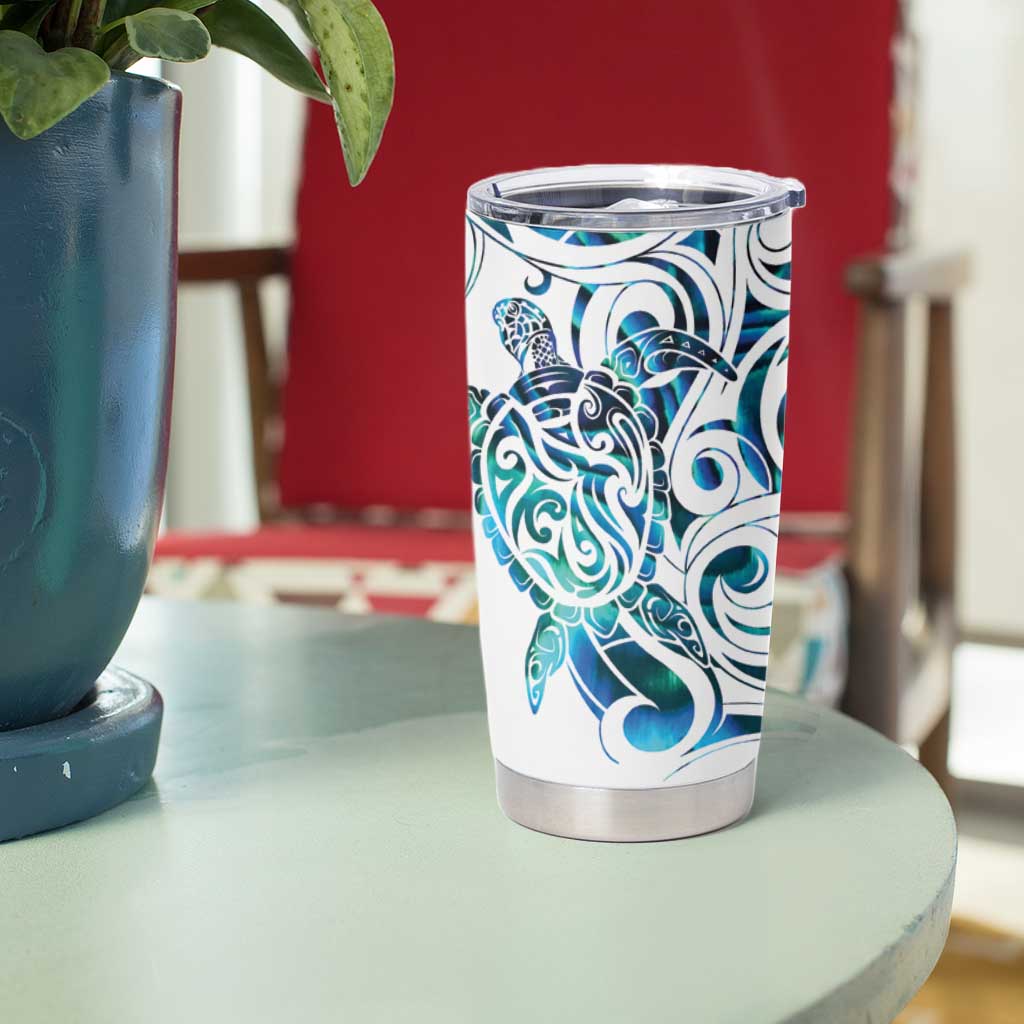 Kahui Whetu Paua shell Kowhaiwhai Taniko Personalised Tumbler Cup Turtle Tattoo Maori Tribal Style LT9 - Polynesian Pride