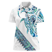 Kahui Whetu Paua shell Kowhaiwhai Taniko Personalised Women Polo Shirt Turtle Tattoo Maori Tribal Style