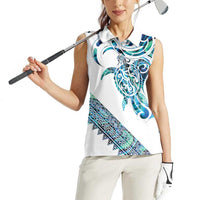 Kahui Whetu Paua shell Kowhaiwhai Taniko Personalised Women Sleeveless Polo Shirt Turtle Tattoo Maori Tribal Style