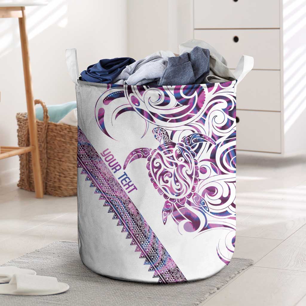 Mawhero Paua shell Kowhaiwhai Taniko Personalised Laundry Basket Turtle Tattoo Maori Tribal Style
