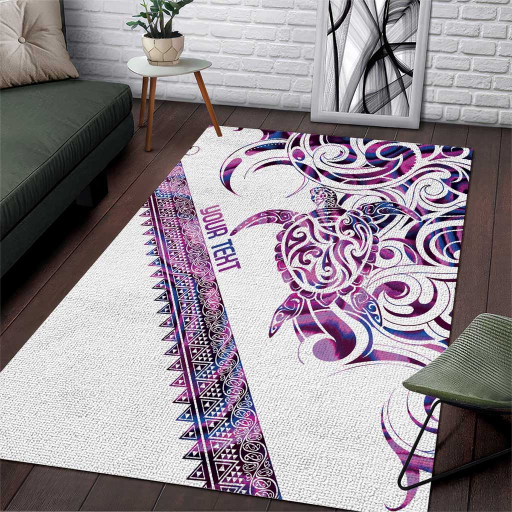 Mawhero Paua shell Kowhaiwhai Taniko Personalised Area Rug Turtle Tattoo Maori Tribal Style LT9 Pink - Polynesian Pride